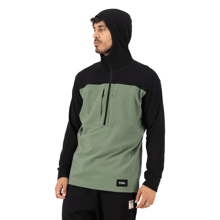 Mons Royale Men's Offgrid Merino Long Sleeve 1/2 Zip Fleece 2026 Willow/Black - Comor - Go Play Outside