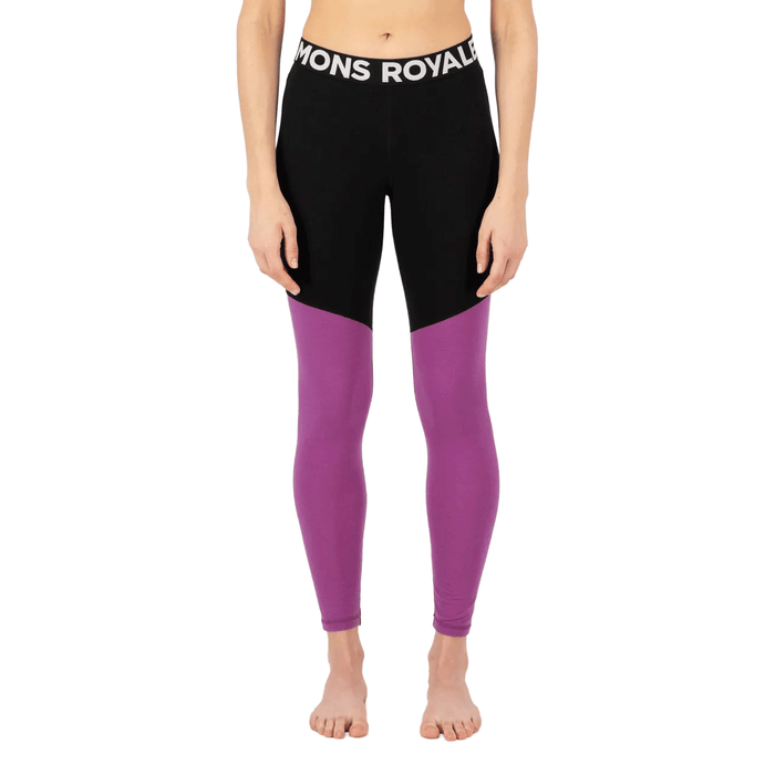 Mons Royale Women's Cascade Merino Base Layer Legging 2026 Purple Bolt - Comor - Go Play Outside