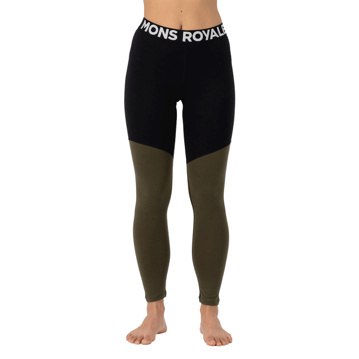 Mons Royale Women's Cascade Merino Flex 200 Legging 2025 Dark Olive - Comor - Go Play Outside