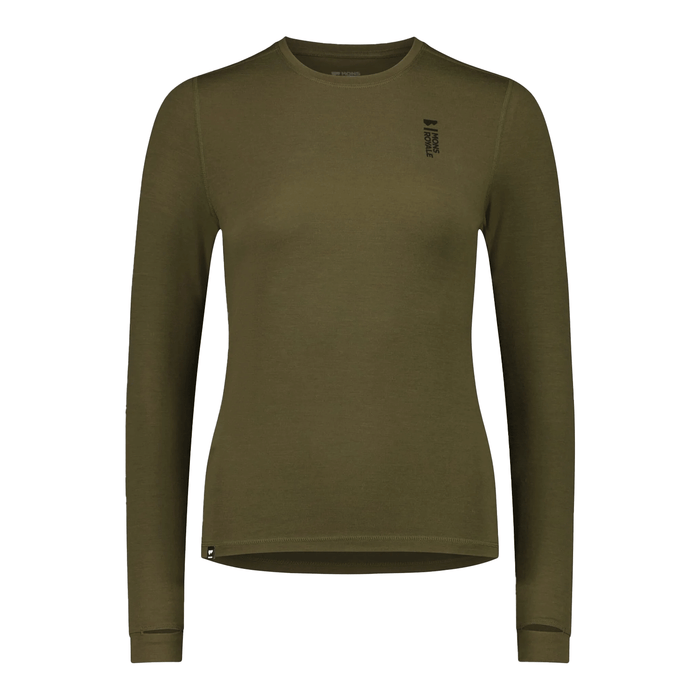 Mons Royale Women's Cascade Merino Flex 200 L/S Top 2025 Dark Olive - Comor - Go Play Outside