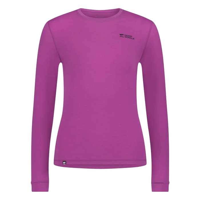 Mons Royale Women's Cascade Merino Long Sleeve Base Layer 2026 Purple Bolt - Comor - Go Play Outside