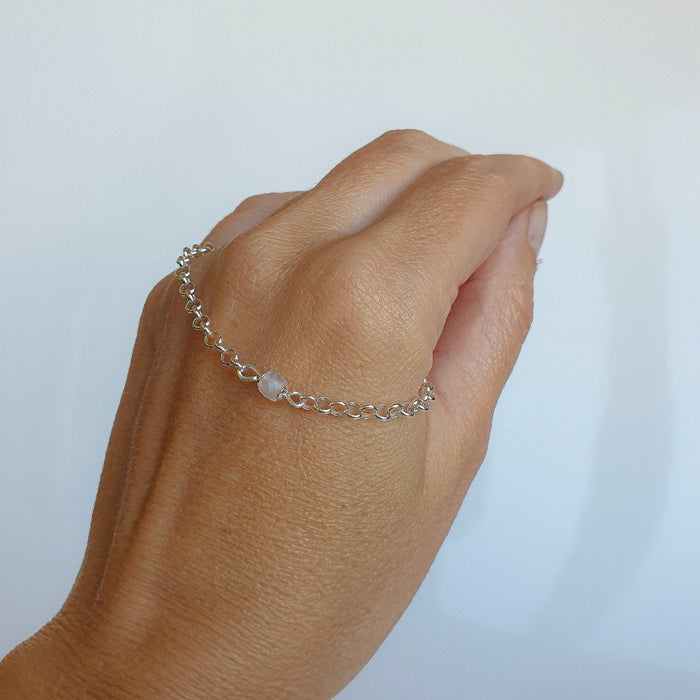 Moonstone A+ Delicate Silver Bracelet for Women "Intuition"