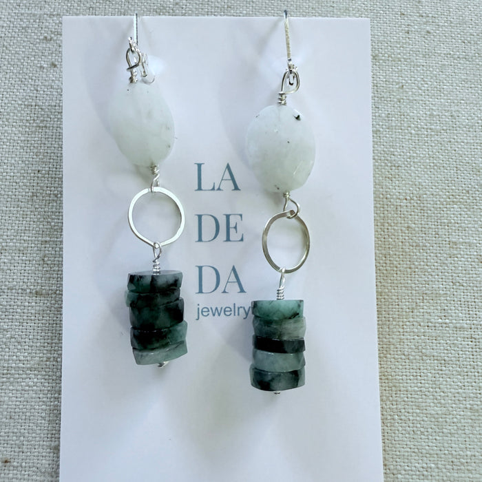 Moonstone & Jade Earrings
