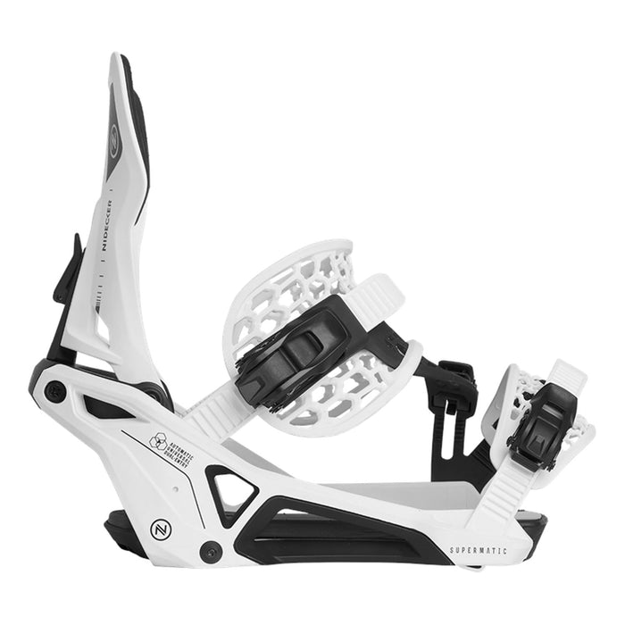 Nidecker Supermatic Snowboard Bindings 2025 White - Comor - Go Play Outside