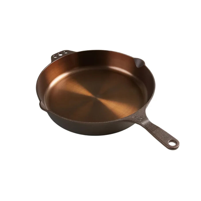 Smithey Ironware No. 12 cast iron skillet with seasoned black finish, heavy-duty cookware for stovetop and oven use