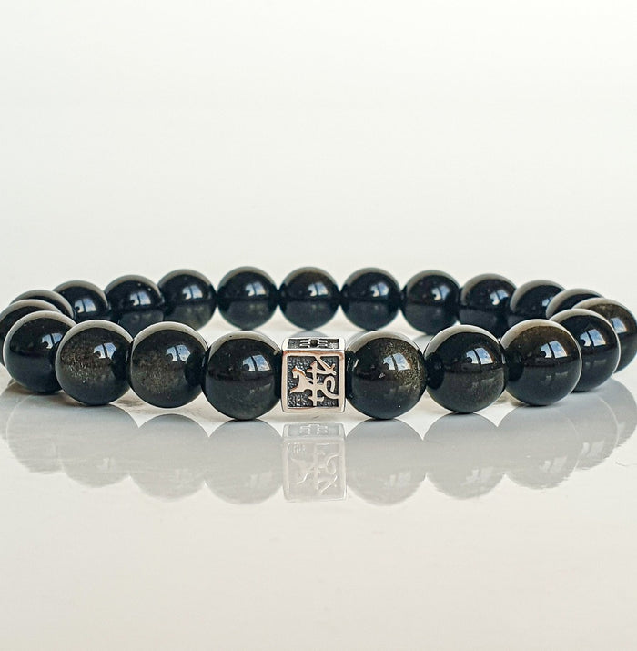Obsidian Silver 925 Bracelet for Men Vytis "Inner Strength"