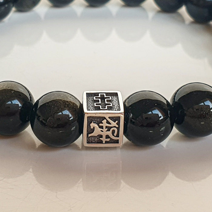 Obsidian Silver 925 Bracelet for Men Vytis "Inner Strength"