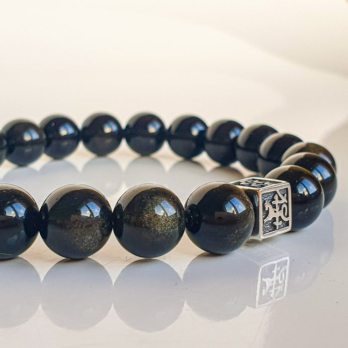 Obsidian Silver 925 Bracelet for Men Vytis "Inner Strength"