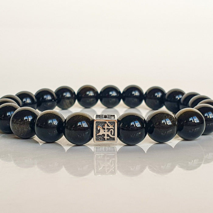 Obsidian Silver 925 Bracelet for Men Vytis "Inner Strength"