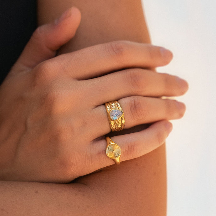 Hammered Zircon Ring