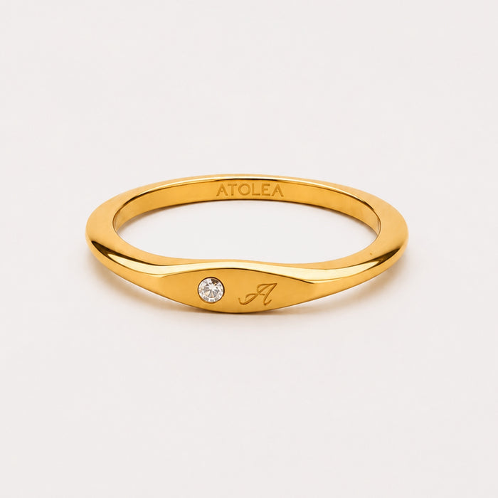 One Initial Crystal Ring