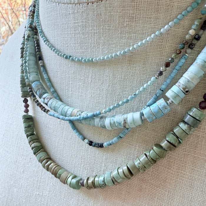 Pale Blue Turquoise Heishi Necklace