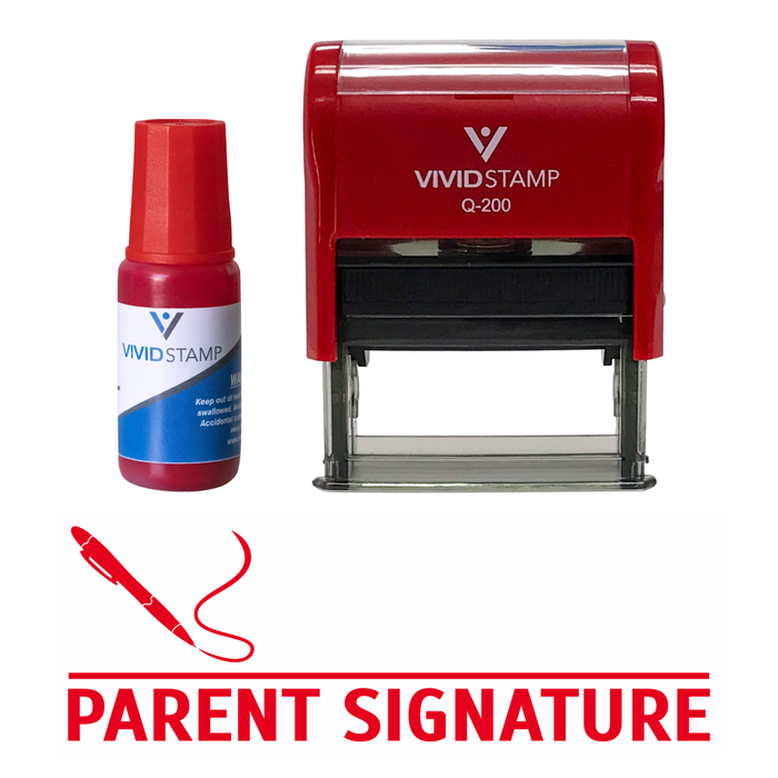 Parent Signature Self Inking Rubber Stamp Combo With Refill