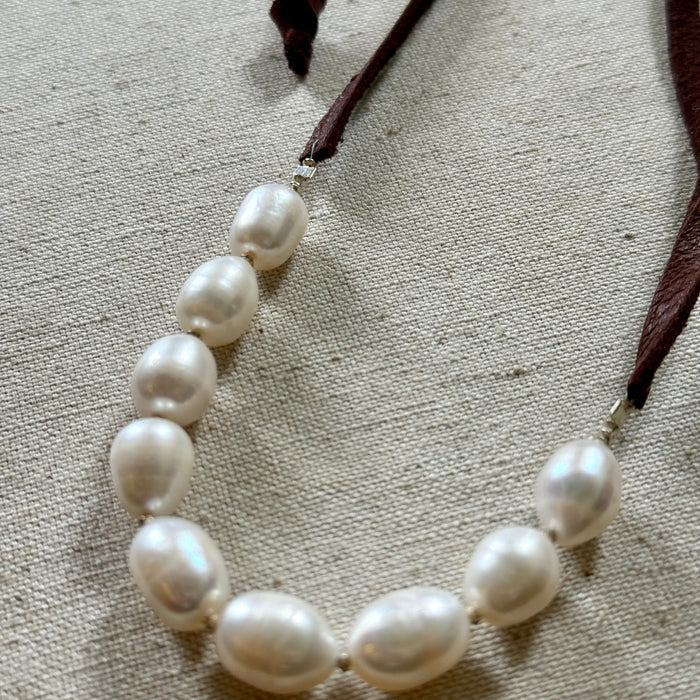 Pearl and Leather Necklace