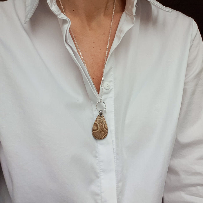 Petrified Wood AAA+ Long Necklace "Balance"