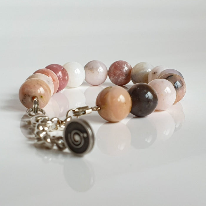 Pink Opal Silver Bracelet for Women "Self Love"