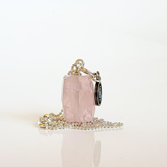 Pink Quartz from Madagascar Silver Pendant "Tenderness"