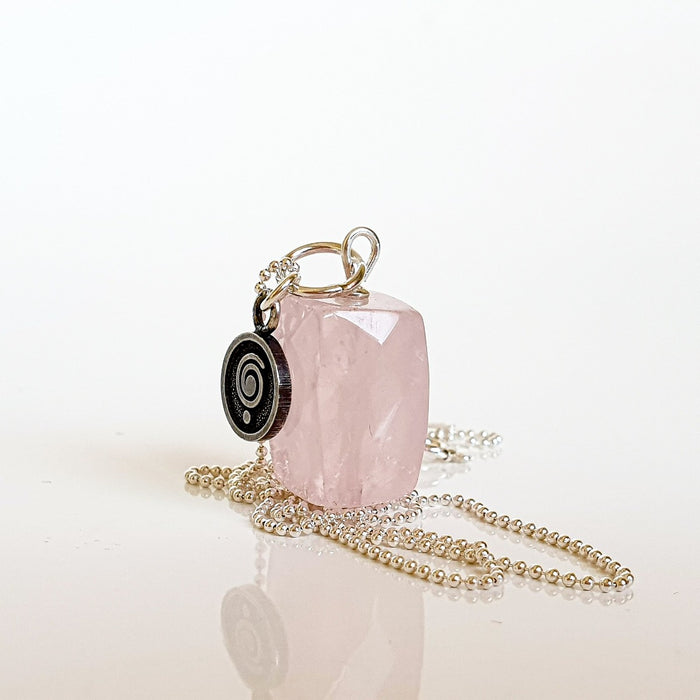 Pink Quartz from Madagascar Silver Pendant "Tenderness"