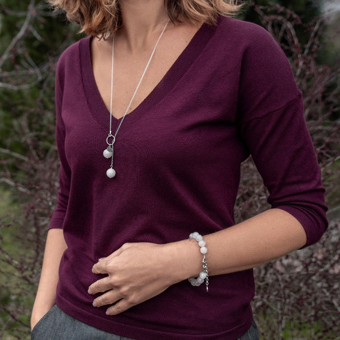 Pink Quartz Necklace for Women - Elegant Pearl Pendent Necklace 2023