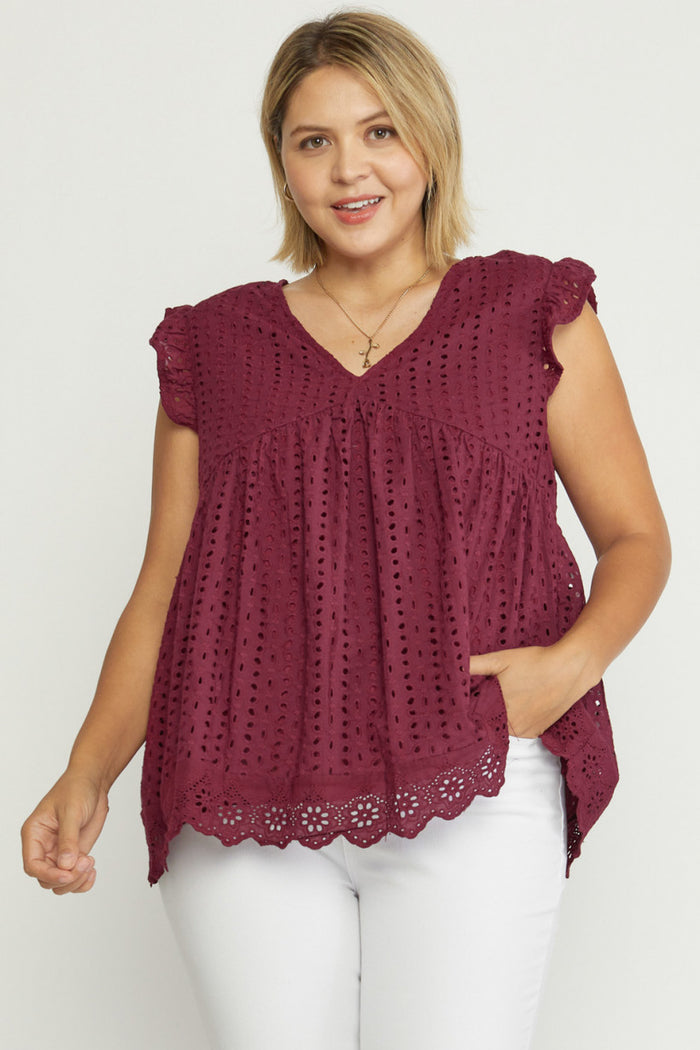 PS Burgundy Eyelet Top