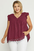 PS Burgundy Eyelet Top