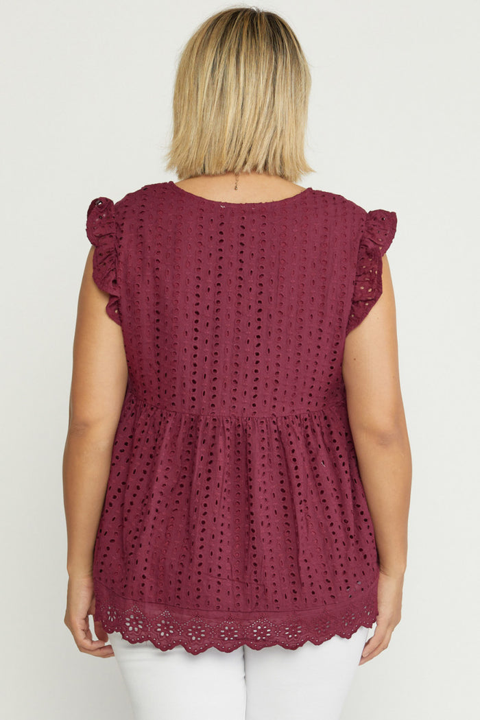 PS Burgundy Eyelet Top