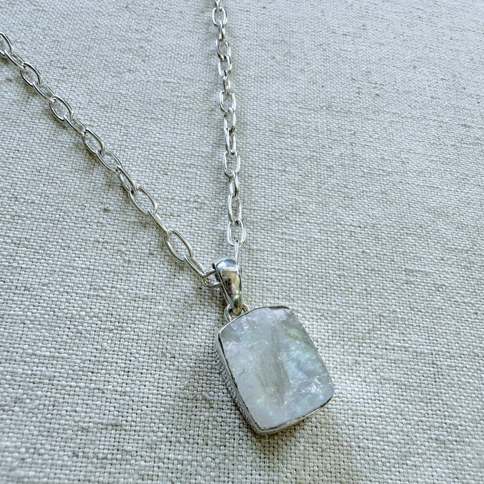 Rough Cut Moonstone Necklace