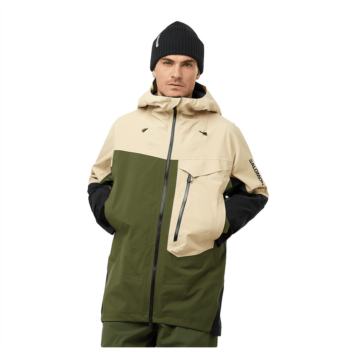 Salomon Men's Moon Patrol Evo Gore - tex Jacket 2025 White Pepper/Green - Comor - Go Play Outside