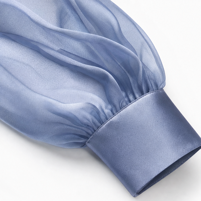 Satina Rose – Satin Chiffon Look Sheer Like Sleeve Blouse