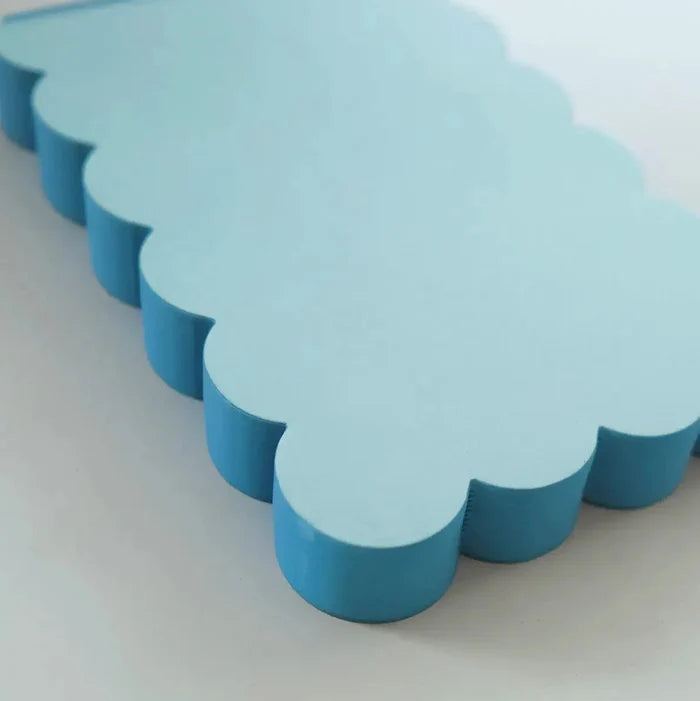 Scalloped Shaped Notepad in Aqua And Blue on a beige background at Addison West