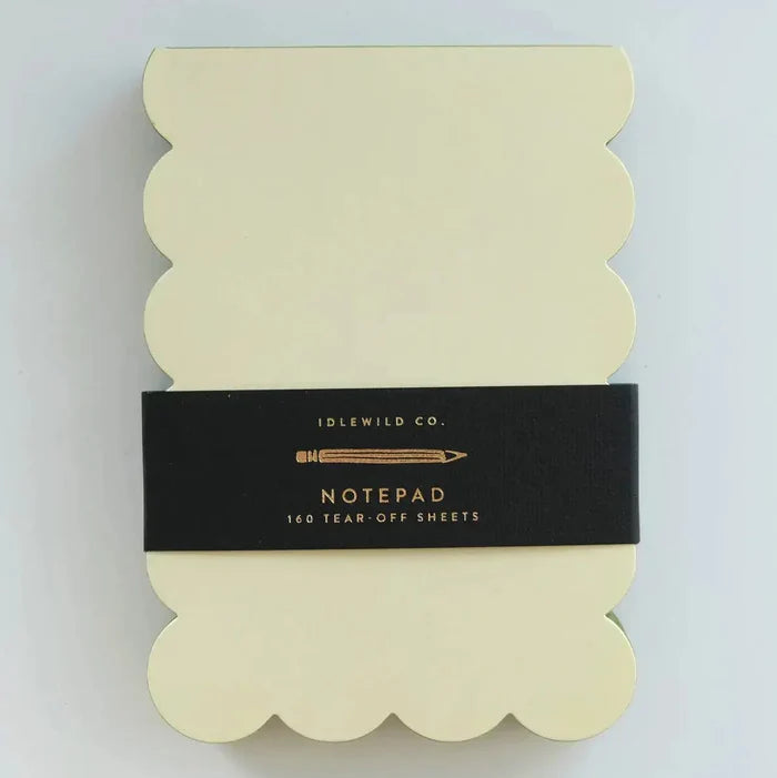 Idlewild Co. Scalloped Shaped Notepad in Chartreuse And Olive on a white background at Addison West
