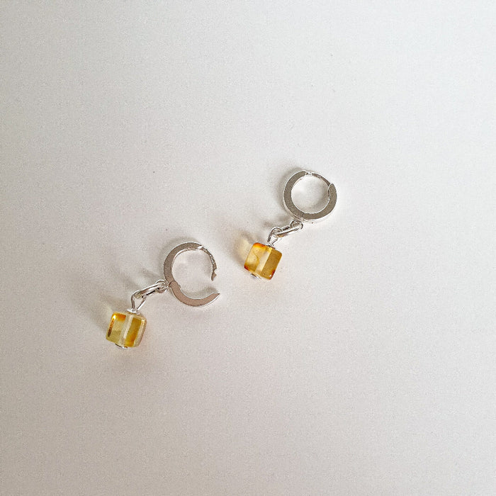Set of Amber Silver 925 Bracelet and Earrings for Women "Sun Stories"
