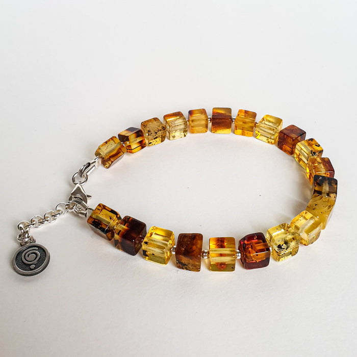 Set of Amber Silver 925 Bracelet and Earrings for Women "Sun Stories"