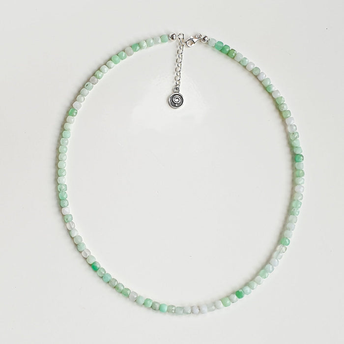 Set of Chrysoprase Bracelet and Necklace for Women with Silver 925 "Gentle Harmony" - Petit Secret