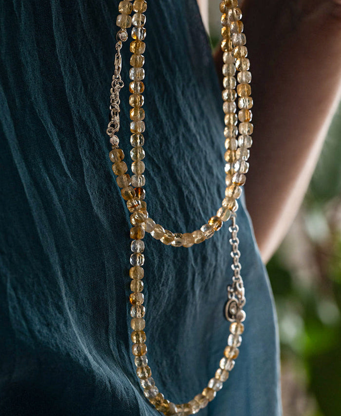 Set of Citrine Bracelet and Necklace for Women with Silver 925 "Stone of Abundance" - Petit Secret