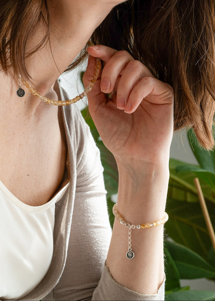 Set of Citrine Bracelet and Necklace for Women with Silver 925 "Stone of Abundance" - Petit Secret