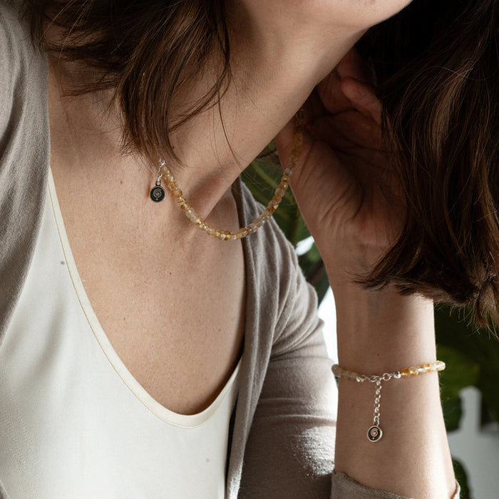 Set of Citrine Bracelet and Necklace for Women with Silver 925 "Stone of Abundance" - Petit Secret