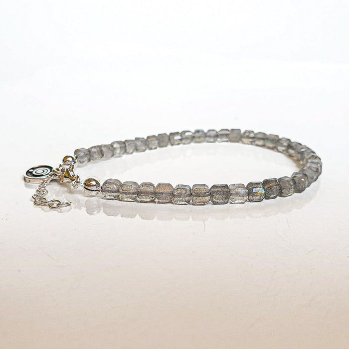 Set of Labradorite A+ Cube Beads Silver Necklace and Bracelet "The Guardian" - Petit Secret