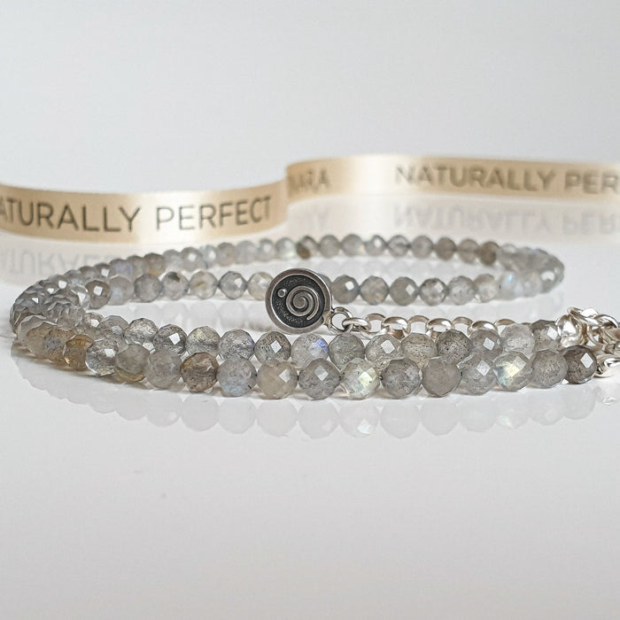 Set of Labradorite A+ Round Bead Silver 925 Necklace and Bracelet "The Guardian" - Petit Secret