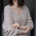 Set of Moonstone A+ Delicate Silver Bracelet and Necklace for Women "Intuition"