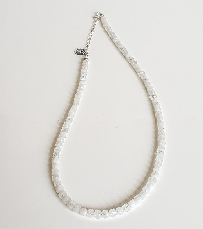 Set of Moonstone A+ Delicate Silver Bracelet and Necklace for Women "Intuition"