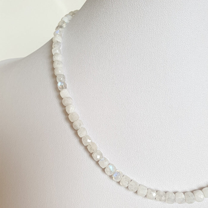 Set of Moonstone A+ Delicate Silver Bracelet and Necklace for Women "Intuition"