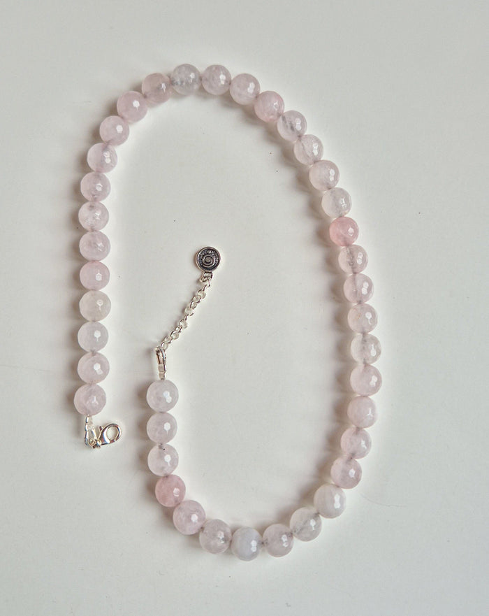 Set of Pink Quartz Silver 925 Necklace  and Bracelet "Tenderness"
