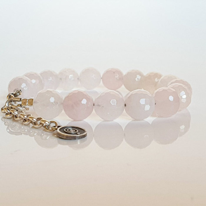 Set of Pink Quartz Silver 925 Necklace  and Bracelet "Tenderness"