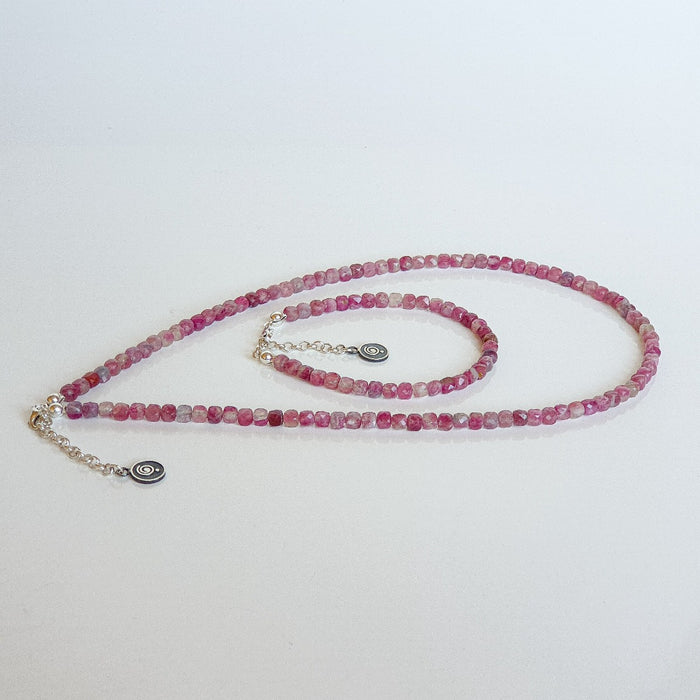 Set of Purple Tourmaline A+ Silver 925 Necklace and Bracelet "Harmony" - Petit Secret