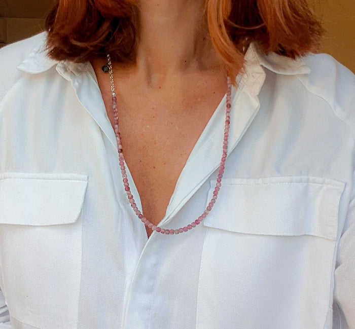Set of Purple Tourmaline A+ Silver 925 Necklace and Bracelet "Harmony" - Petit Secret