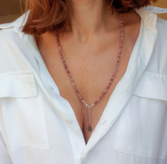 Set of Purple Tourmaline A+ Silver 925 Necklace and Bracelet "Harmony" - Petit Secret