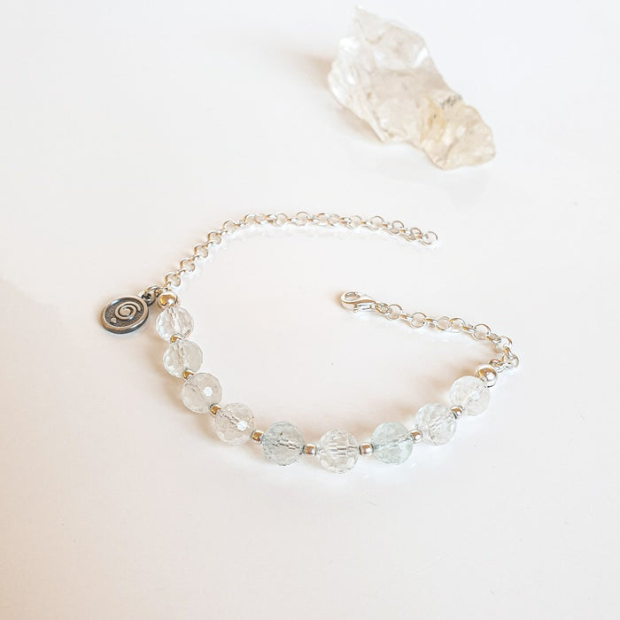 Set of Topaz Silver Necklace and Bracelet for Women "Wind of Change"