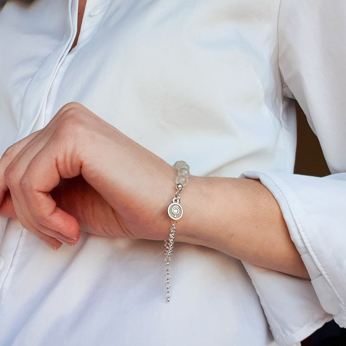 Set of Topaz Silver Necklace and Bracelet for Women "Wind of Change"