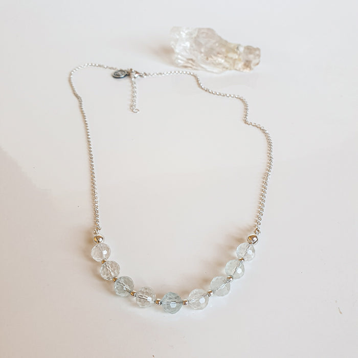 Set of Topaz Silver Necklace and Bracelet for Women "Wind of Change"